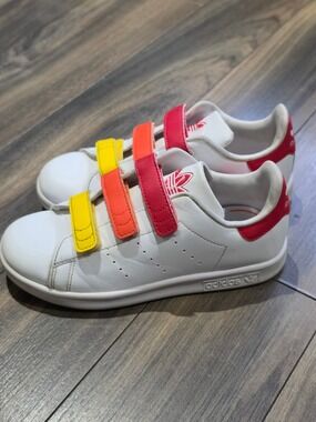 Adidas Stan Smith Kids Sneakers White Multicolor Velcro US 1.5